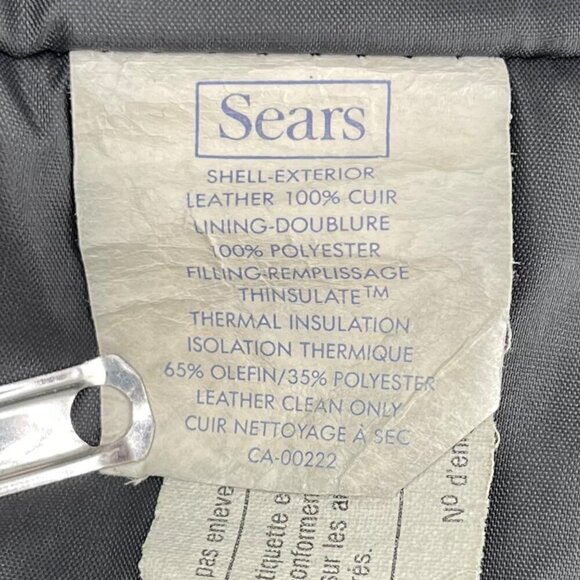 Sears black leather Thinsulate-lined moto / bomber jacket size 42 - Picture 15 of 15